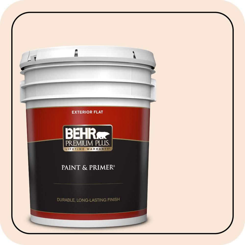 BEHR PREMIUM PLUS 5 gal. #RD-W14 Aria Ivory Flat Exterior Paint & Primer