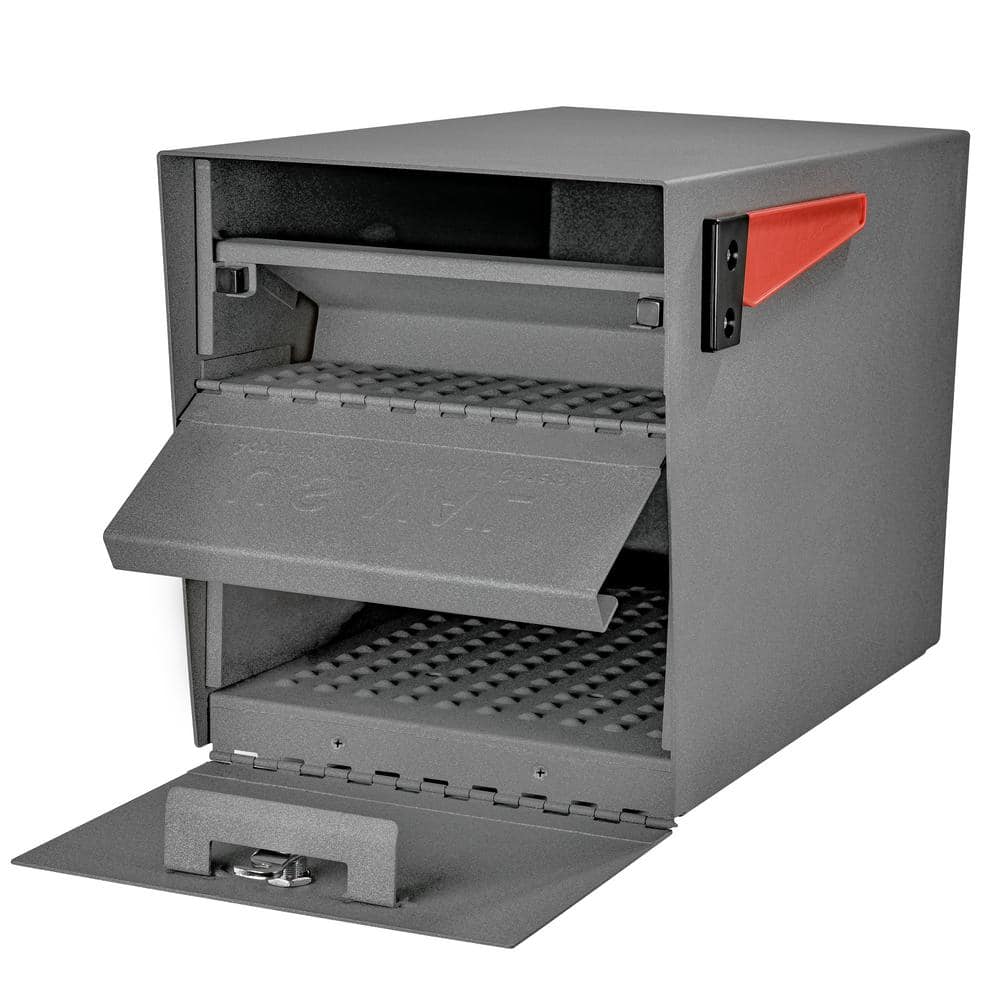 Mail Boss MailBoss X3 Locking Mailbox Post Mount Combo Kit, Granite, Surface Mount Post, 3-Compartment High Security Cluster (3)