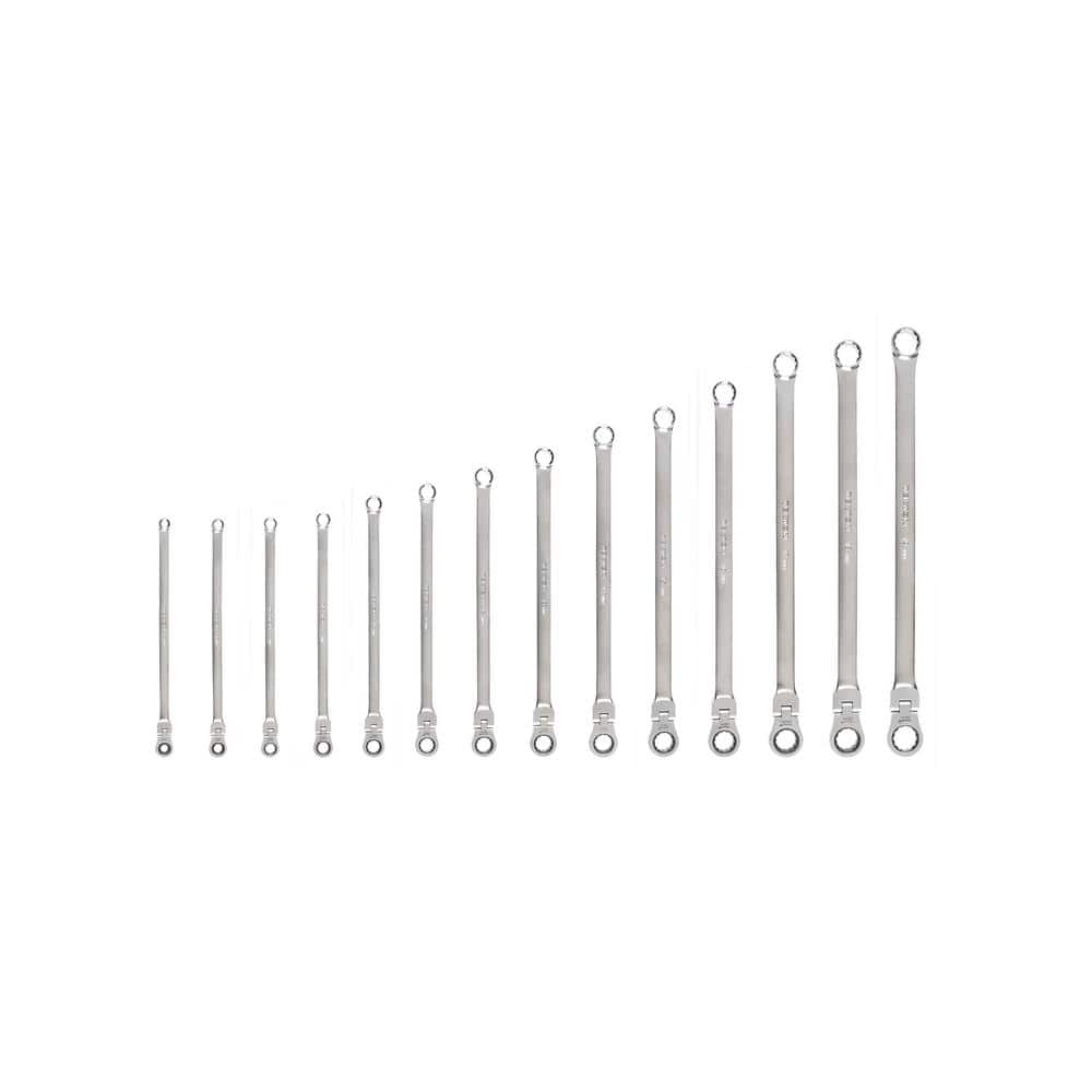 TEKTON Long Fixed/Flex Head 12-Point Ratcheting Box End Wrench Set, 14-Piece (6-19 mm) (1)
