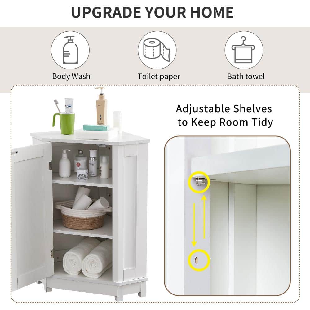 TCYO 25 in. W x 18 in. D x 31 in. H White MDF Linen Cabinet with Adjustable Shelf (3)