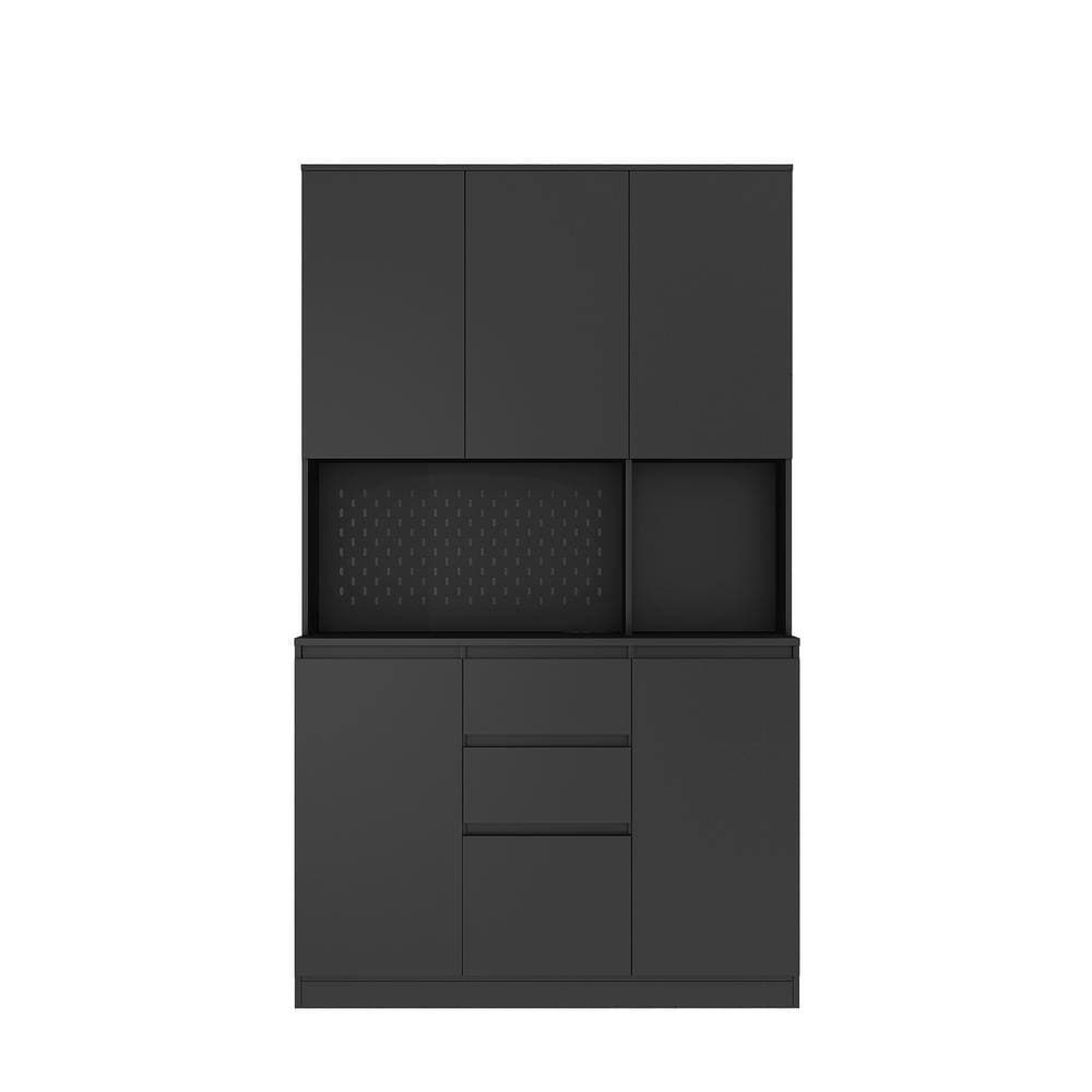 COWLOWN 43.66 in. W x 15.74 in. D x 74.00 in. H Black Freestanding Linen Cabinet with 6-Doors, 4-Shelves and 2-Drawers (2)