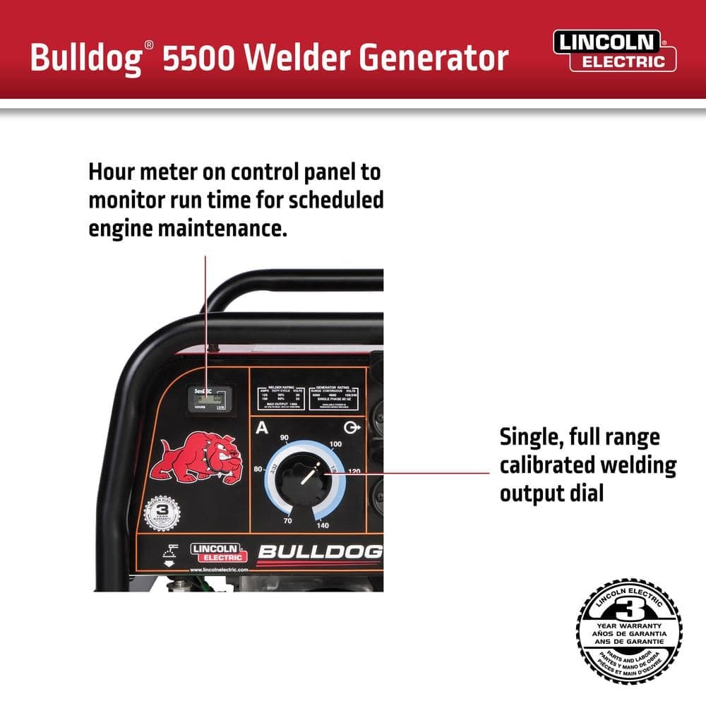 Lincoln Electric 140 Amp Bulldog 5500 Gas Engine Driven AC Stick Welder, 5.5 kW Peak Generator (Kohler) (3)