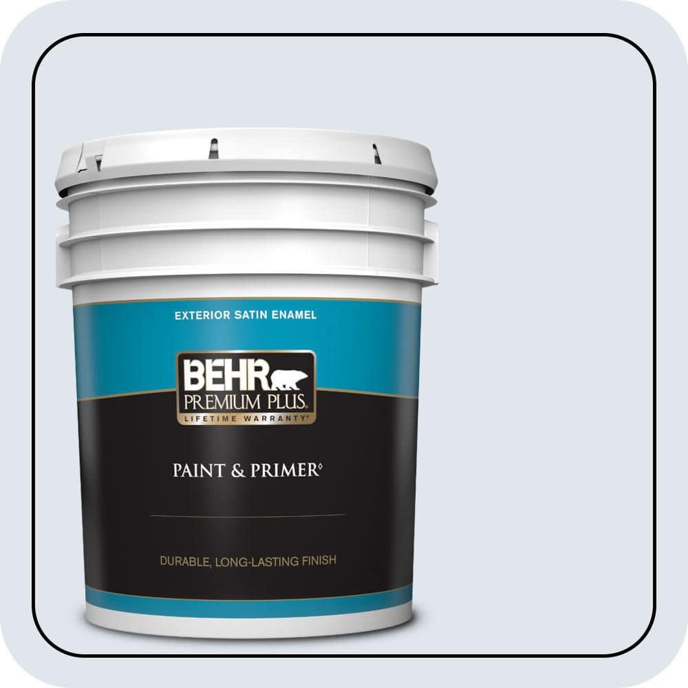 BEHR PREMIUM PLUS 5 gal. #600E-1 Genteel Lavender Satin Enamel Exterior Paint & Primer