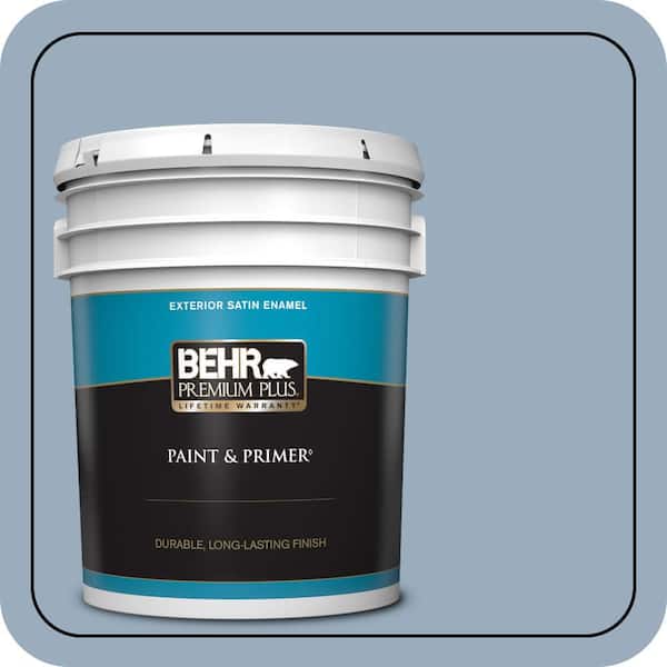 BEHR PREMIUM PLUS 5 gal. #S510-3 Ombre Blue Satin Enamel Exterior Paint & Primer (2)