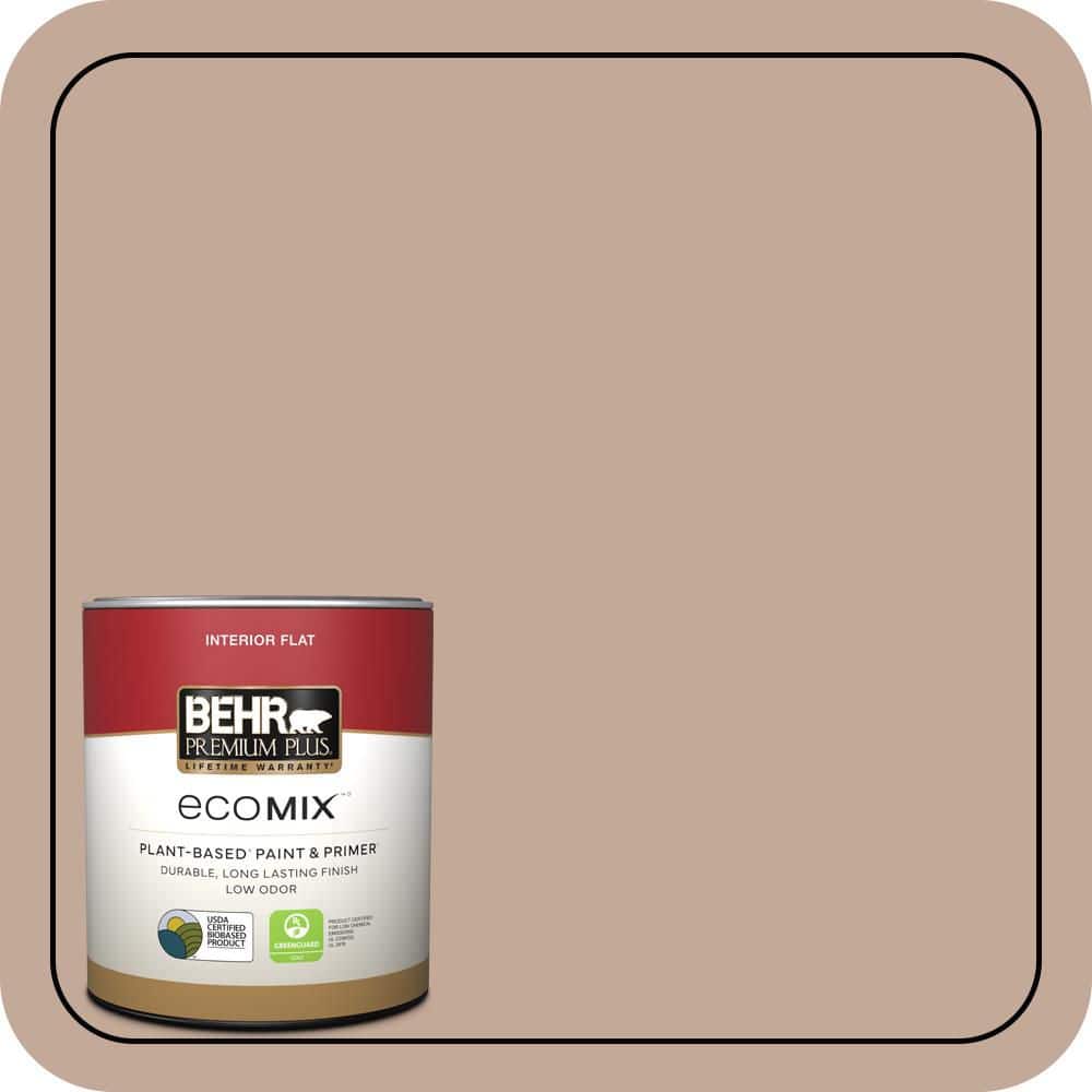 BEHR PREMIUM PLUS 1 qt. #760B-4 Adobe Straw Flat EcoMix Plant-Based Interior Paint & Primer (1)