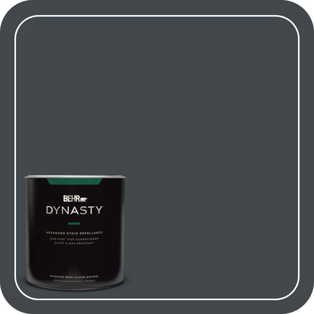BEHR DYNASTY 1 qt. #PPU24-23 Little Black Dress Semi-Gloss Enamel Interior Stain-Blocking Paint and Primer