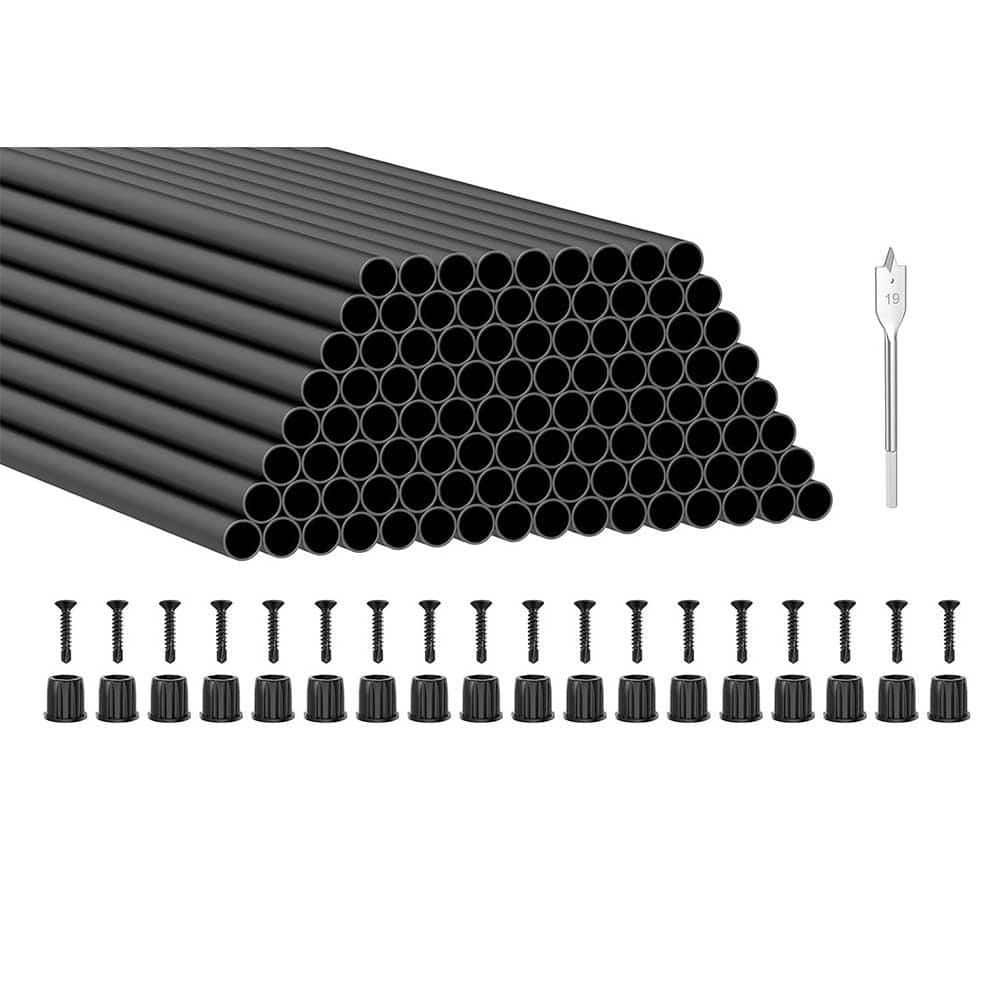 Afoxsos 50 Pack 36 x 3/4 Round Aluminum Deck Balusters with Connectors and Screws, Black Metal Spindles for Railing (1)