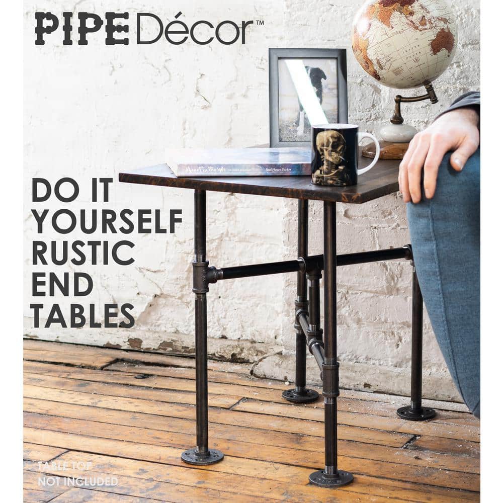 PIPE DECOR 1/2 in. x 1.2 ft. L x 18 in D x 19.5 in. H Black Steel Pipe Turnpike Design End Table Kit (3)