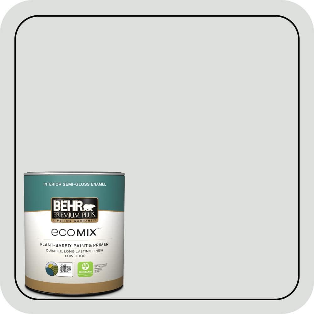 BEHR PREMIUM PLUS 1 qt. #720E-1 Reflecting Pool Semi-Gloss Enamel EcoMix Plant-Based Interior Paint & Primer (1)