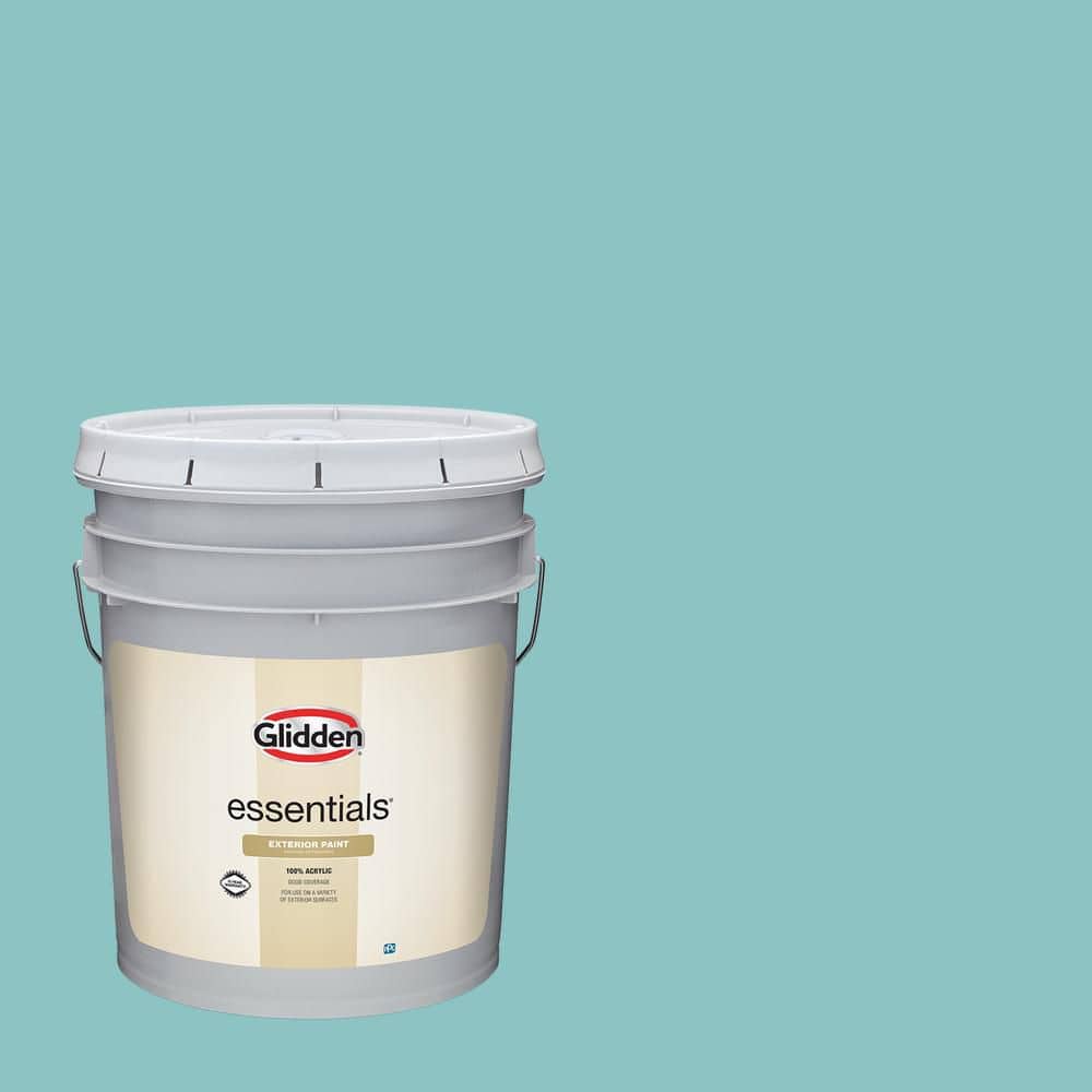 Glidden Essentials 5 gal. PPG1147-4 Aqua Fiesta Flat Exterior Paint
