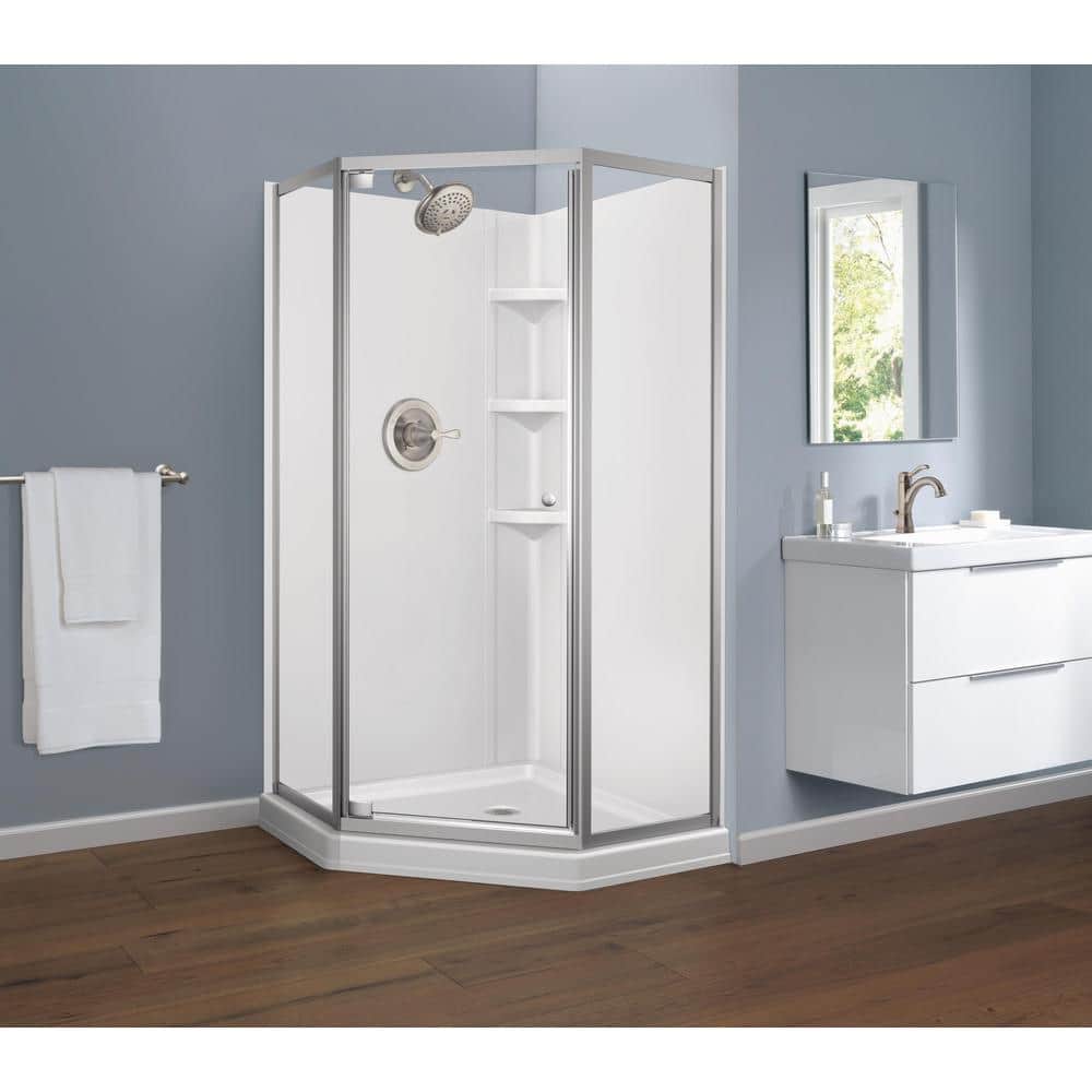 Delta 38 in. W x 70.63 in. H 3-Piece Glue Up Corner Shower Wall Surrounds in White (1)