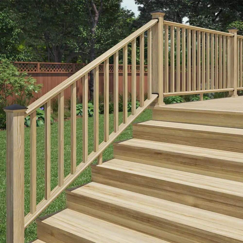 ProWood 3 ft. x 6 ft. Pressure-Treated Pine Routed Wood Deck Stair Railing Kit with Square End Balusters (2)