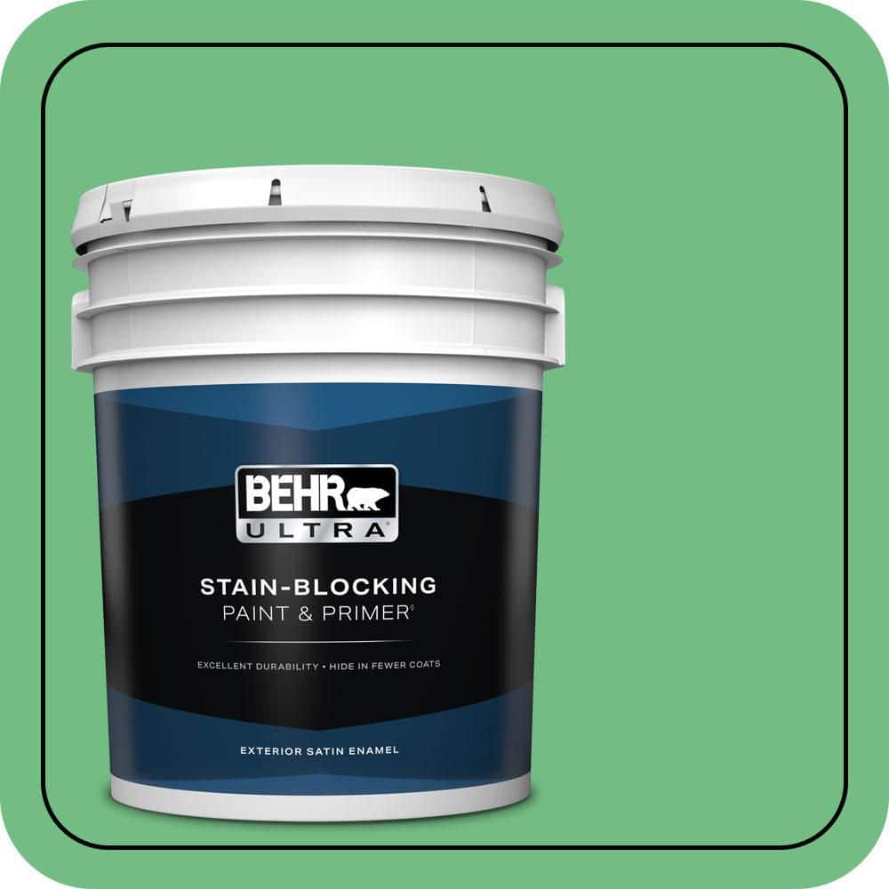BEHR ULTRA 5 gal. #P400-5 Winter Shamrock Satin Enamel Exterior Paint & Primer