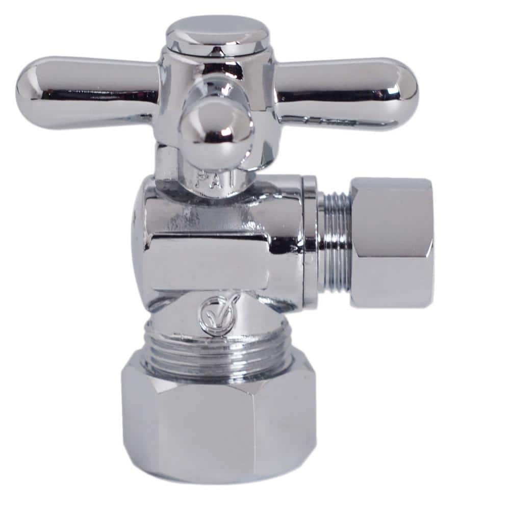 Westbrass . IPS 3/8 in. O.D. Compression Outlet Stop with 1/4-Turn Cross Handle, Polished Chrome (4)