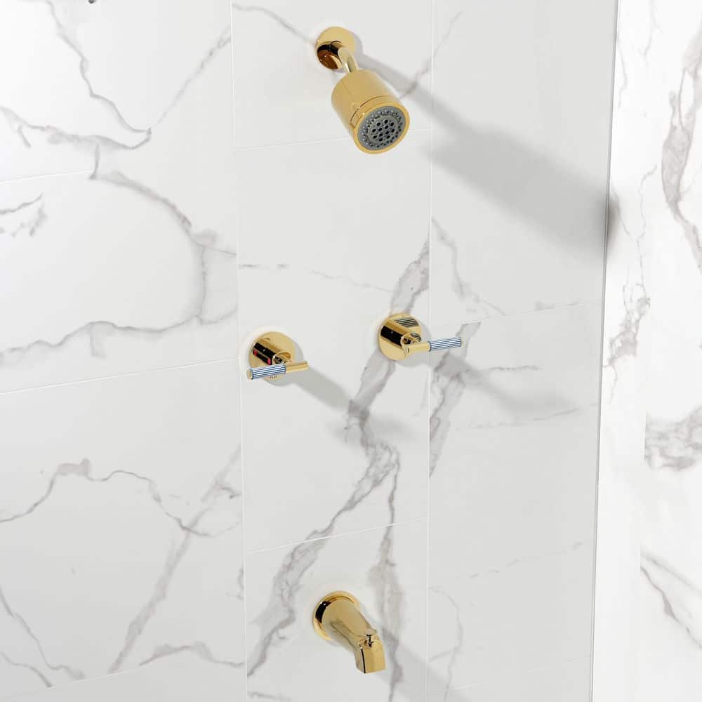 Kingston Brass Verona 2-Handle 2-Spray Tub and Shower Faucet 1.8 GPM in Polished Brass (2)