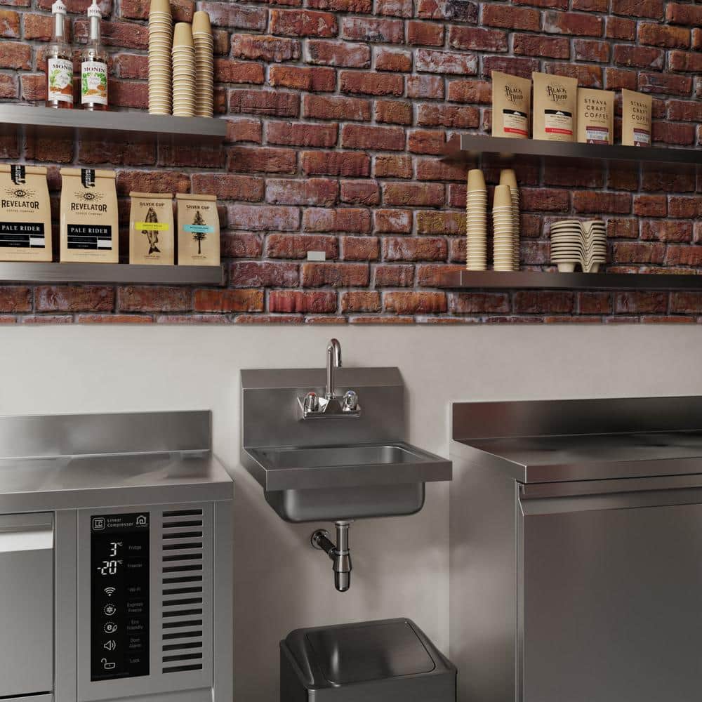 AMGOOD 17 in. x 15 in. Stainless Steel Hand Sink. Commercial Wall Mount Hand Basin with Gooseneck Faucet. NSF Certified (2)