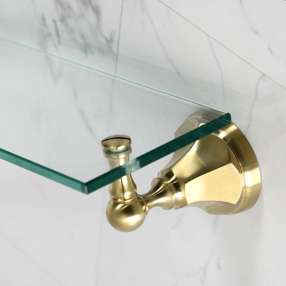 Kingston Brass Metropolitan 20-11/16" W x 5" D x 3-3/16" H Wall Mounted Glass  Bathroom Shelf in Brushed Brass (3)
