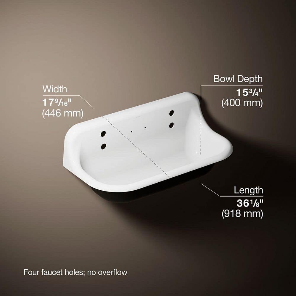 KOHLER Brockway 36 in. Cast Iron Wall Mount Utility, Service, Laundry Sink in White (3)