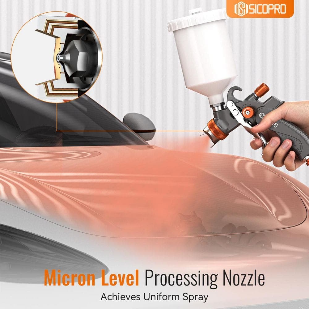 S SICOPRO HVLP Paint Spray Gun with High-Precision 1.3 mm/1.5 mm/1.7 mm Nozzles for Automotive and Home Painting (2)