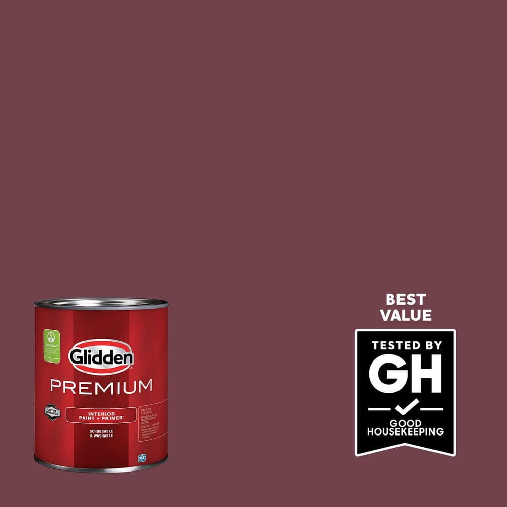 Glidden Premium 1 qt. PPG1049-7 Red Red Wine Flat Interior Paint