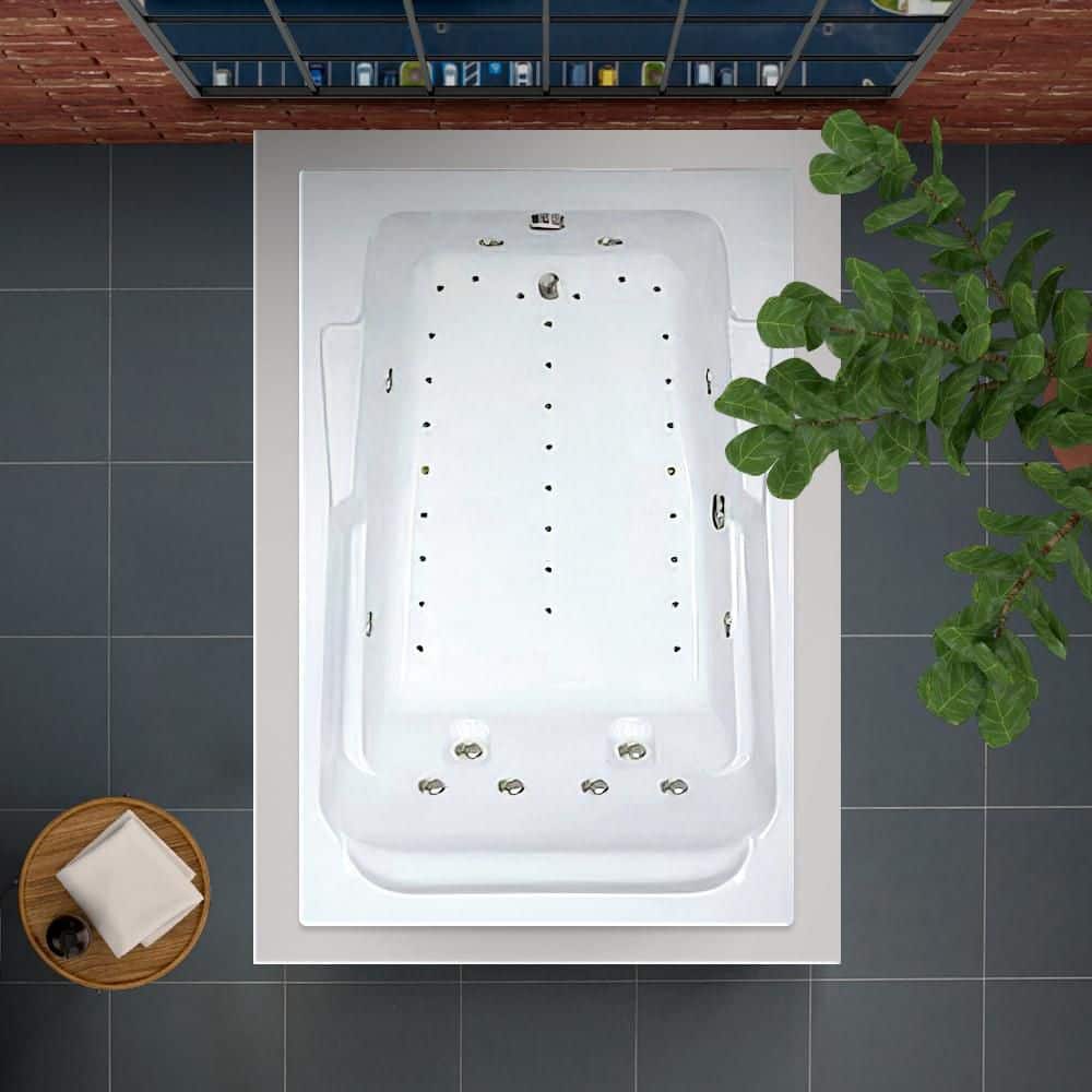 Comfortflo 72 in. x 48 in. Acrylic Rectangular Alcove Whirlpool and Air Bathtub with Reversible Drain in Biscuit (3)