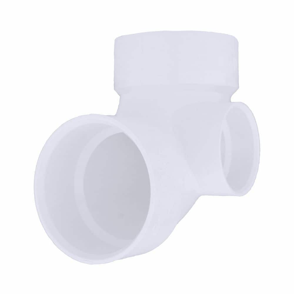 Charlotte Pipe 3 in. x 1-1/2 in. PVC DWV 90-Degree Hub x Hub Elbow Fitting with Side Inlet