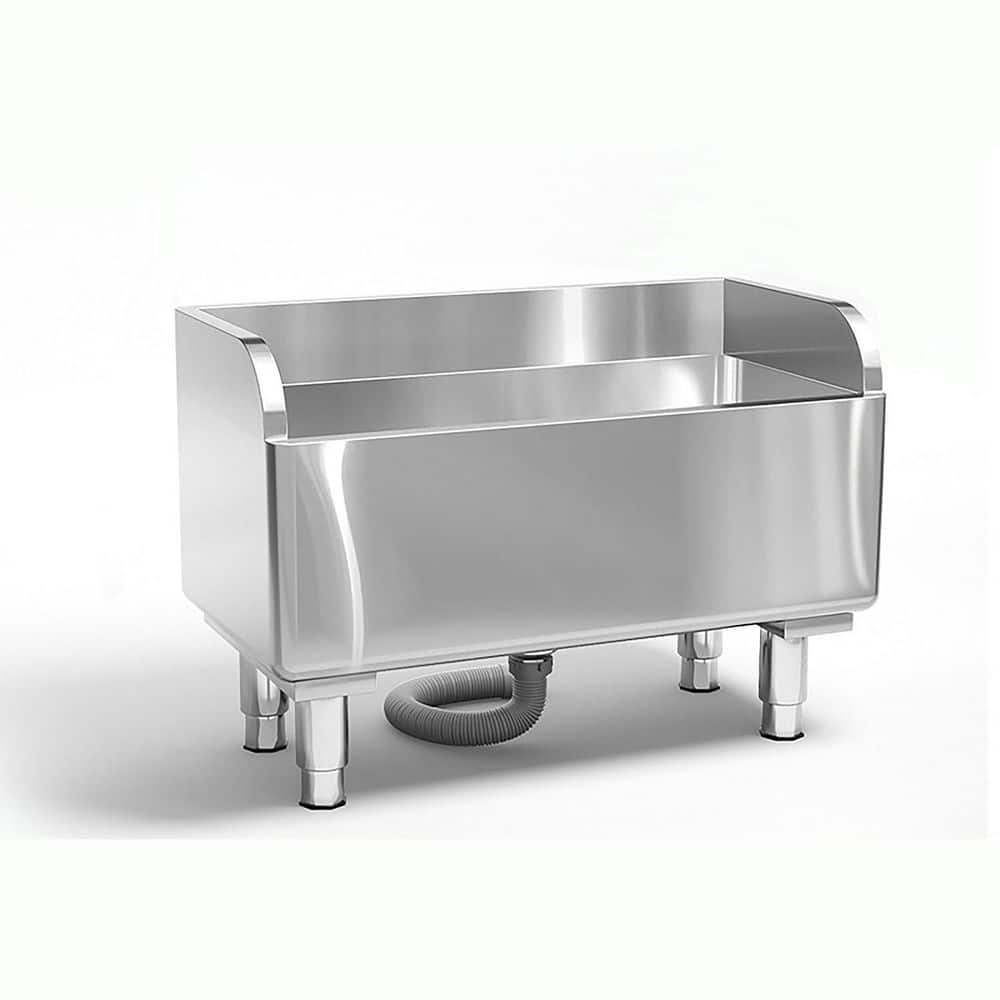 Wudkey 16.1 in. D x 31.49 in. W Stainless Steel Freestanding Floor Mop Basin, Mounted Laundry Sink for Commercial Use (2)