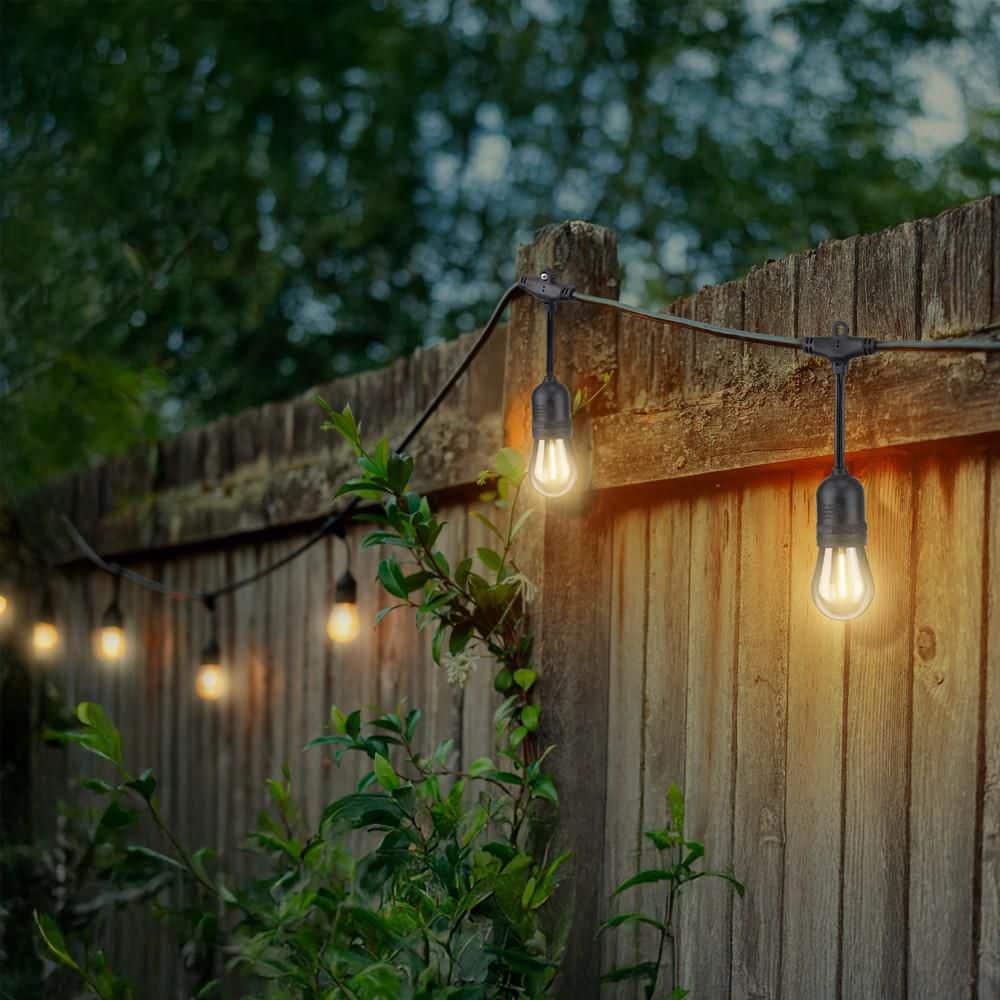 Hampton Bay 24-Light 48 ft. Indoor/Outdoor Plug-In Filament LED S14 Edison Bulb String-Light (2)