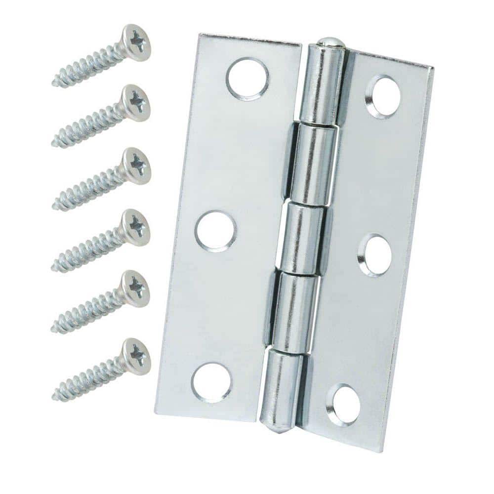 Everbilt 2-Pack 2-1/2 in. Zinc-Plated Non-Removable Pin Narrow Surface Mount Door Hinge