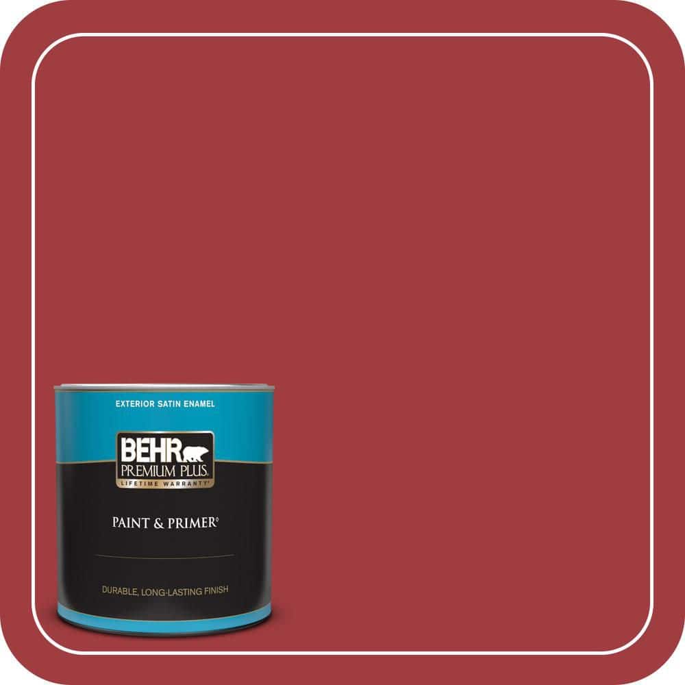 BEHR PREMIUM PLUS 1 qt. #S-G-150 Ruby Ring Satin Enamel Exterior Paint & Primer