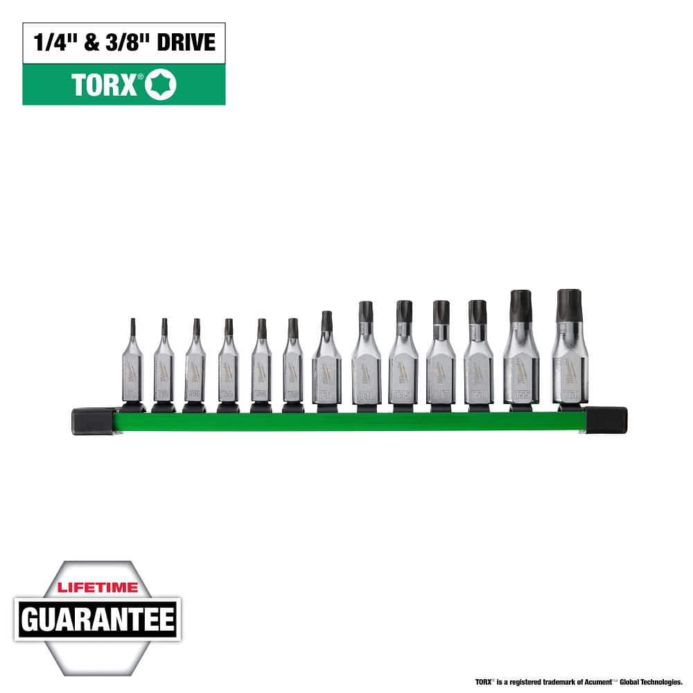 Milwaukee 1/4 in. and 3/8 in. Drive Torx Bit Socket Set (13-Piece)