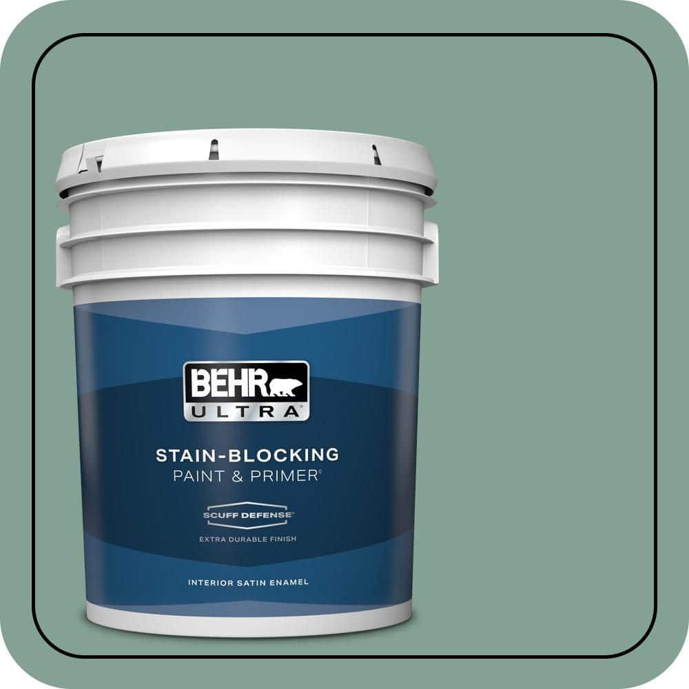 BEHR ULTRA 5 gal. #S420-4 Australian Jade Extra Durable Satin Enamel Interior Paint & Primer