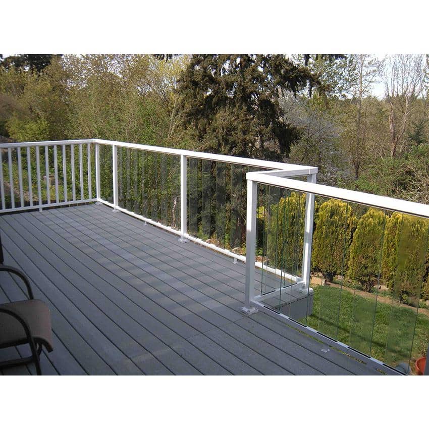 PEAK Aluminum Railing 42 in. H x 6 in. W Aluminum Deck Railing Clear Glass Panel Kit (2)