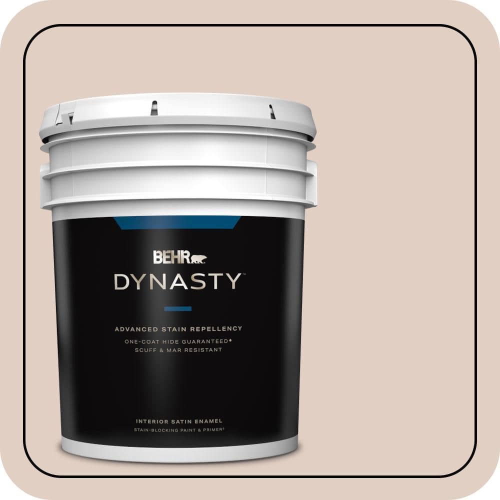 BEHR DYNASTY 5 gal. #PWN-73 Winsome Beige Satin Enamel Interior Stain-Blocking Paint & Primer