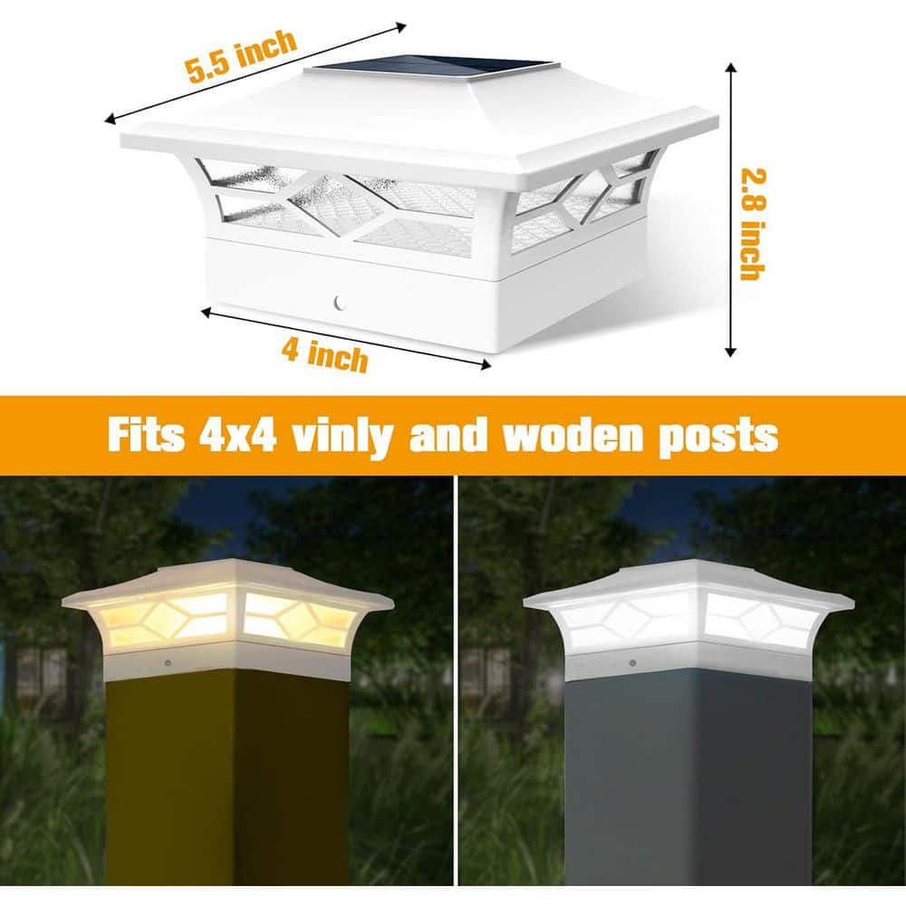 Afoxsos Solar Fence Post Cap Lights, Waterproof Outdoor Deck Lights for 4x4/5x5 Vinyl Fence and 4x4/6x6 Wooden Post 12-Piece (3)