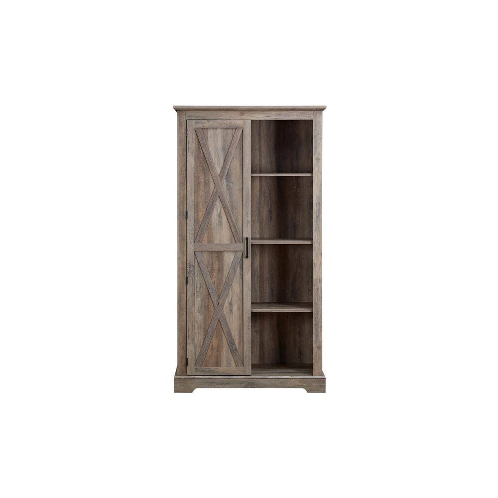 Tahanbath 15.75 in. W x 39.37 in. D x 74.40 in. H Gray MDF Freestanding Linen Cabinet with Shelves for Home in Gray Wash (1)