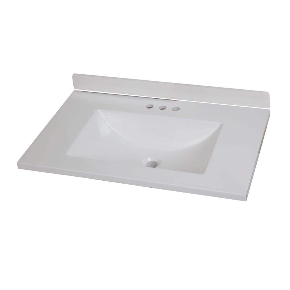 St. Paul 30 in. W Cultured Marble Vanity Backsplash in White (2)