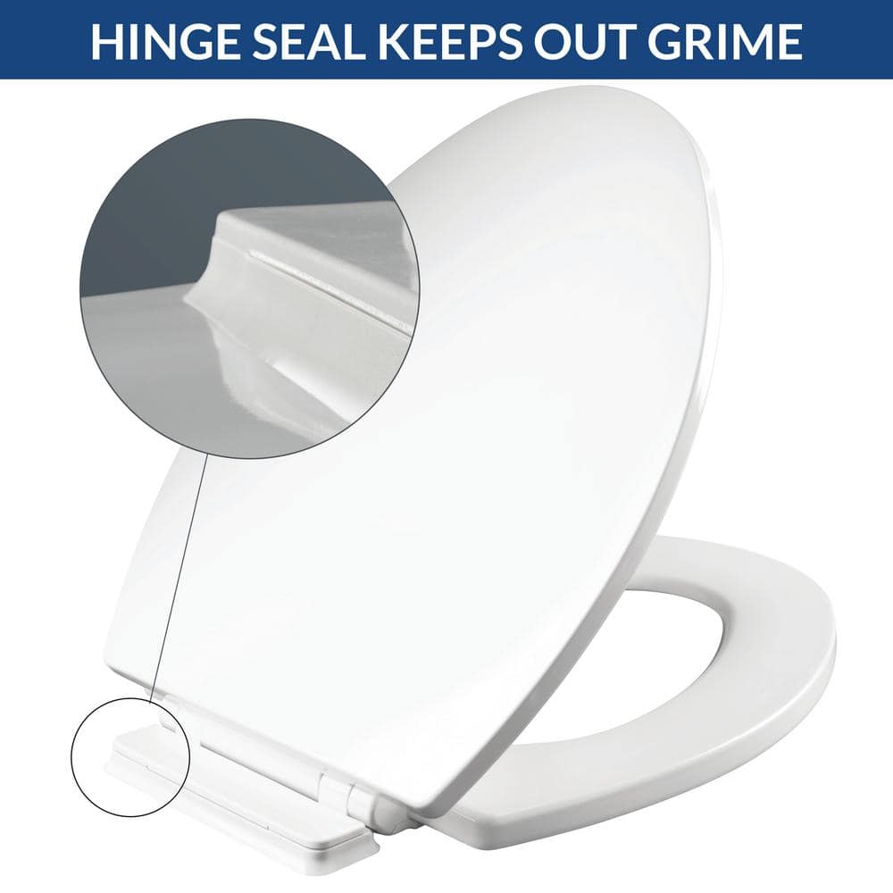 BEMIS Belmont Elongated Soft-Close Never-Loosens Enameled Wood with Clean Seal Hinge Toilet Seat in White (3)