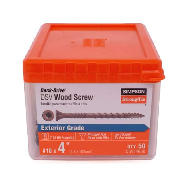 Simpson Strong-Tie #10 x 4-in T25, Flat Head, Deck-Drive DSV Wood Screw, Quik Guard, Tan (50-Pack) (2)