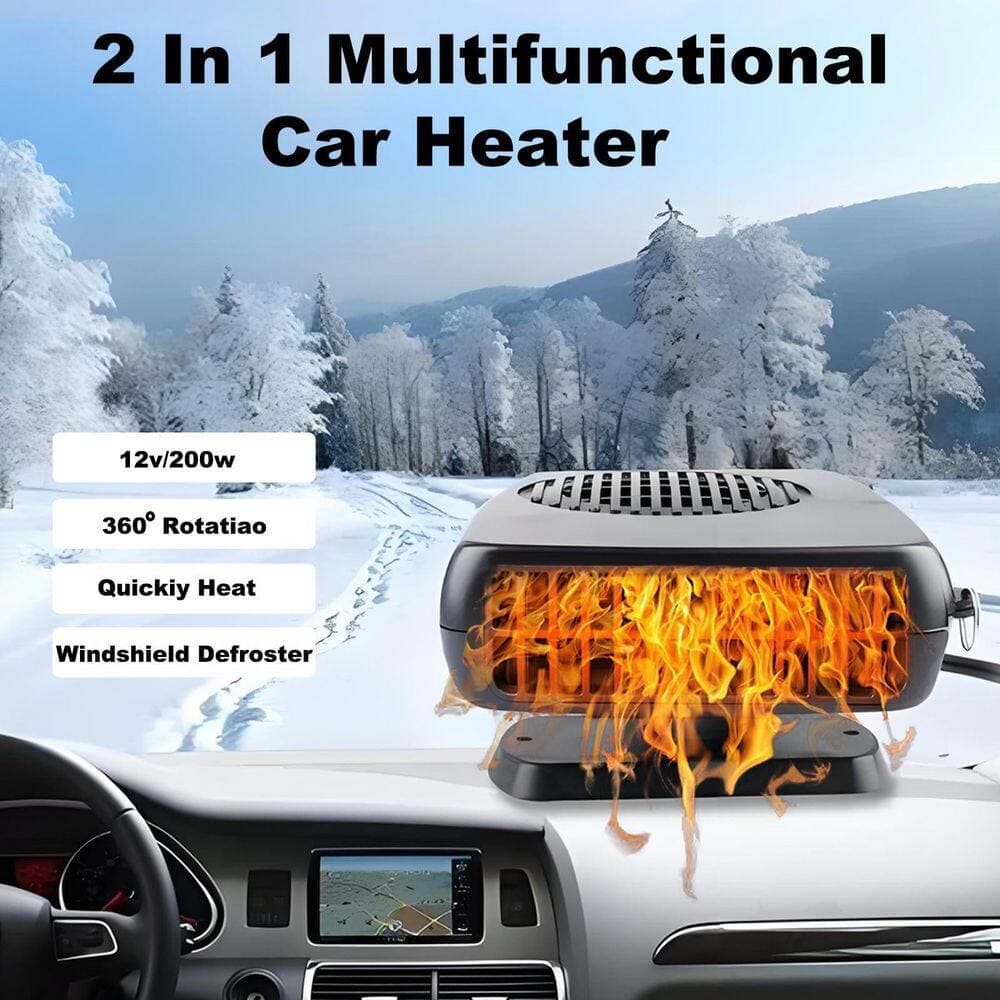 Aoibox 200W Black Portable 12V Heater for Car with 360° Rotatable Base, Fast Heating Defroster and Cooling Fan for Windshield (2)
