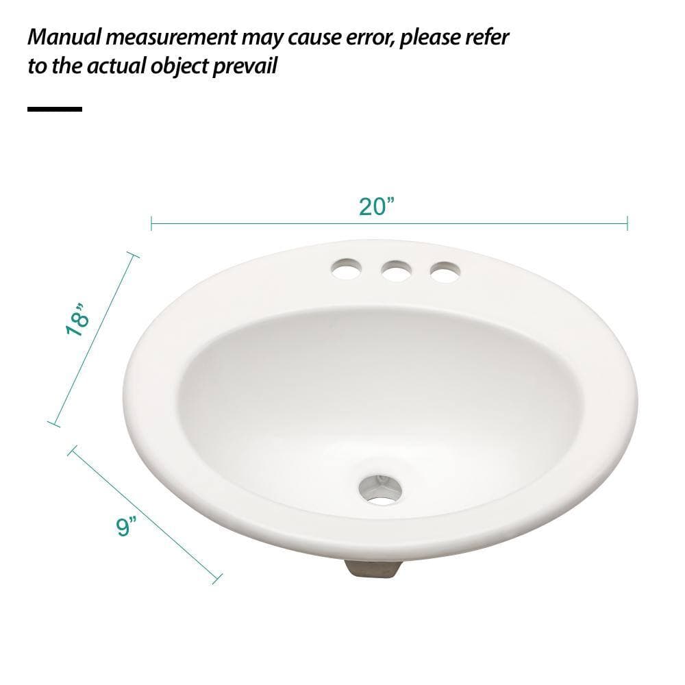 Unbranded 20"x18" Undermount Oval Ceramic Bathroom Sink in White with 3 Faucet Hole (3)