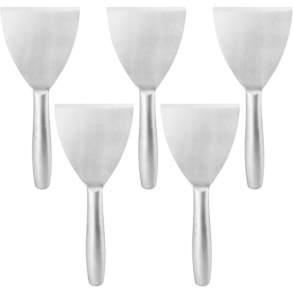 KIWDZFU 4 in. Stainless Steel Joint Taping Knife with Stainless Steel Grip Handle for Drywall, Plasterboard Mud Scraping, 5-Pack (1)