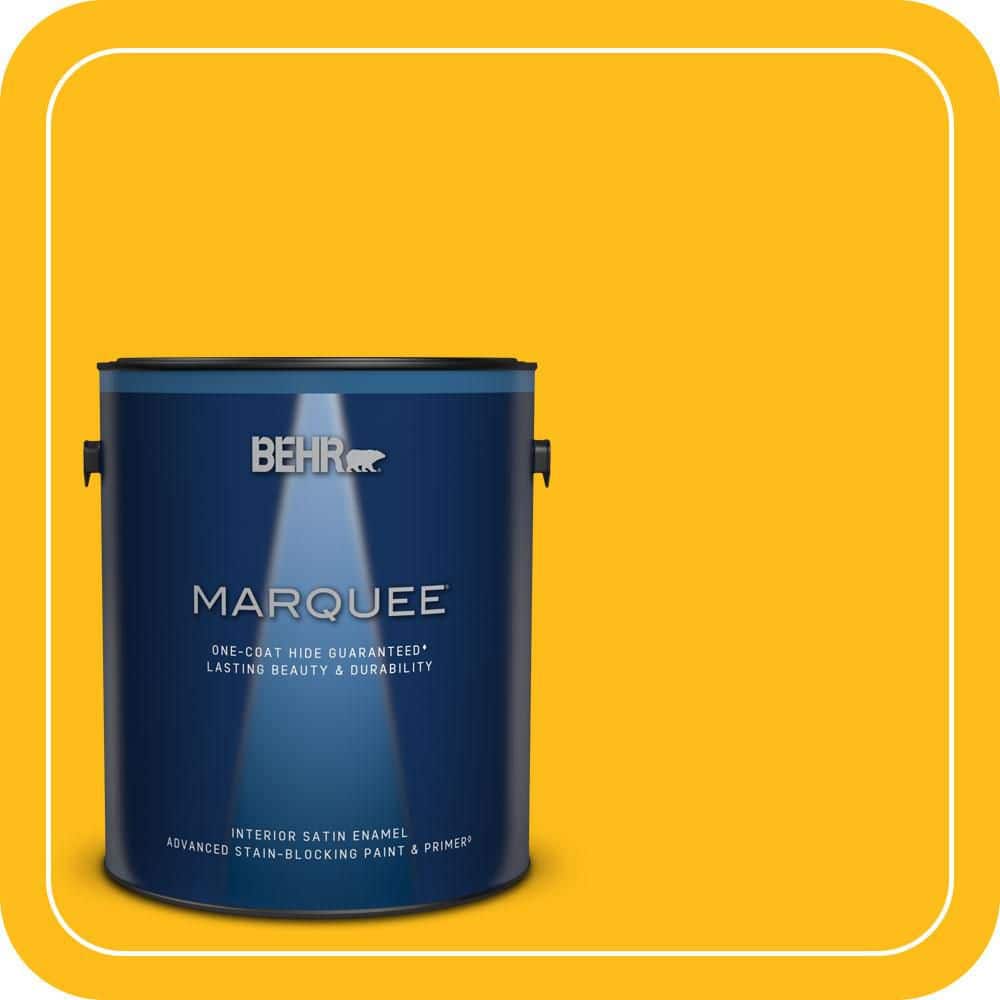 BEHR MARQUEE 1 gal. #P290-7 Laser Lemon Satin Enamel Interior Paint & Primer