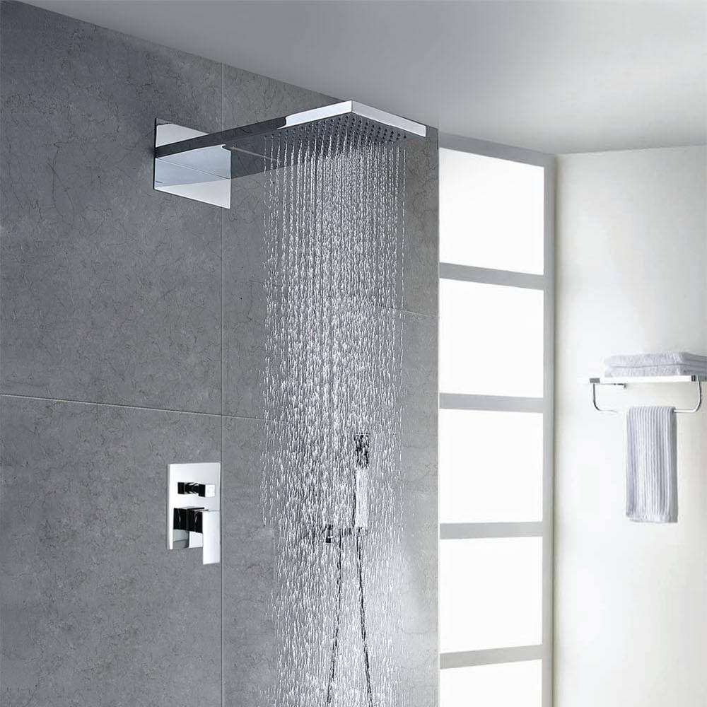 SUMERAIN Luxury Single Handle 1-Spray Shower Faucet 2.5 GPM with Waterfall in. Chrome(Valve Included) (2)
