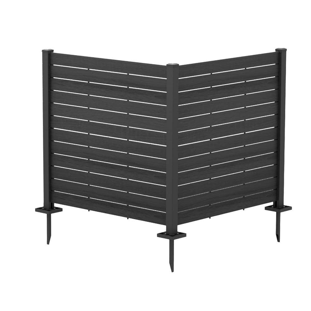 KOZYARD 4 ft. W x 4.17 ft. in. H Outdoor Privacy Screens Framed Flat Fence Panels Kit for AC, Trash Can Storage (Black 2-Panels)