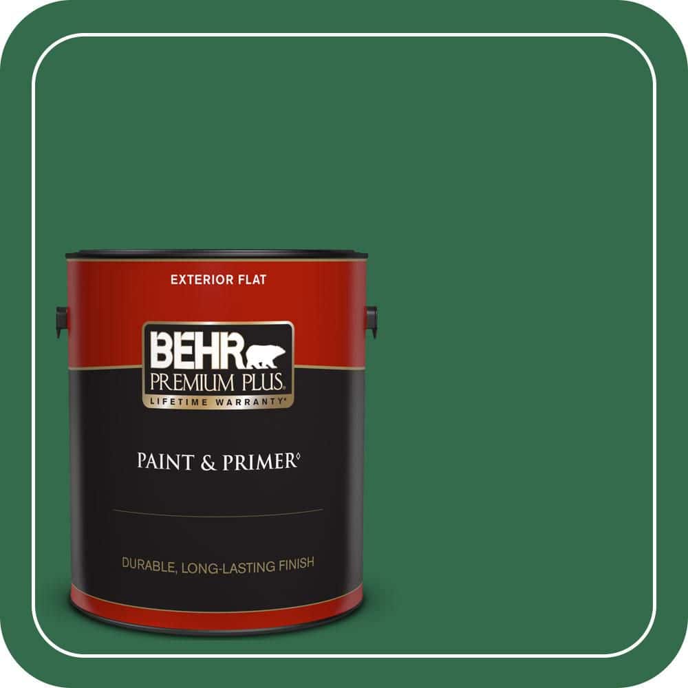BEHR PREMIUM PLUS 1 gal. #S-H-460 Chopped Chive Flat Exterior Paint & Primer