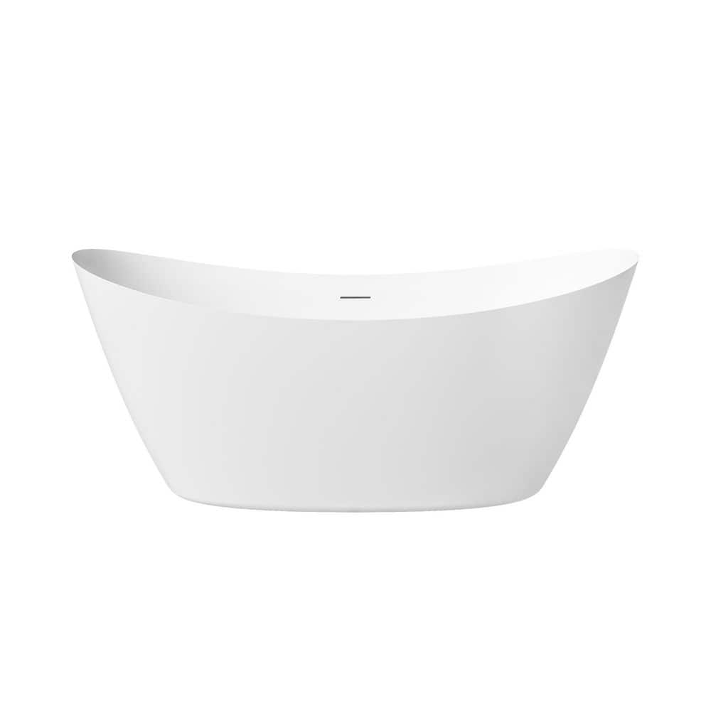 ANGELES HOME 28.75 in. Acrylic Freestanding Soaking Bathtub with Ergonomic Design Flat Bottom Center Drain (2)