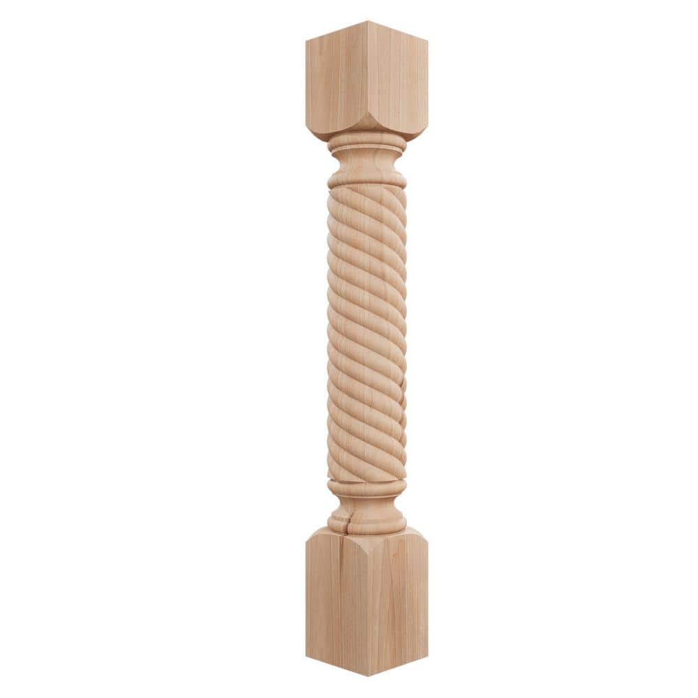 Ekena Millwork 5 in. x 5 in. x 35-1/2 in. Unfinished Cherry Hamilton Rope Cabinet Column