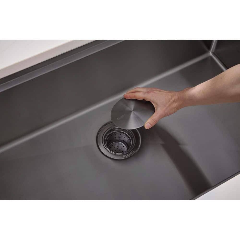 Ruvati 5 in. D Stainless Steel Gunmetal Black Decorative Drain Cover (3)