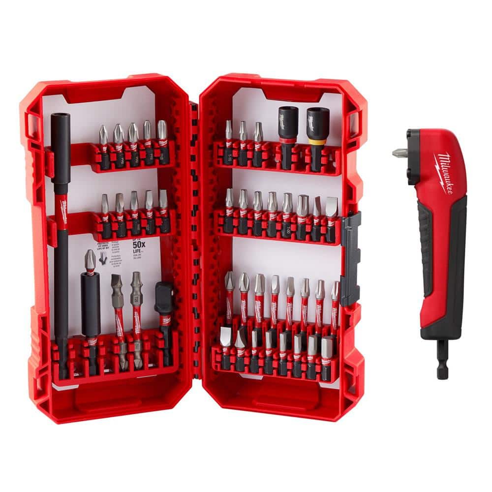 Milwaukee SHOCKWAVE Impact Duty Screw Driver Bit Set W/ SHOCKWAVE Right Angle Drill Adapter